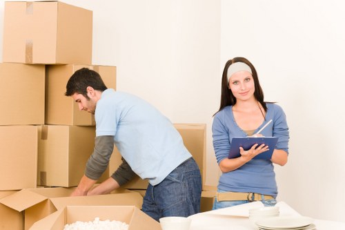 Packed boxes and furniture ready for a residential move